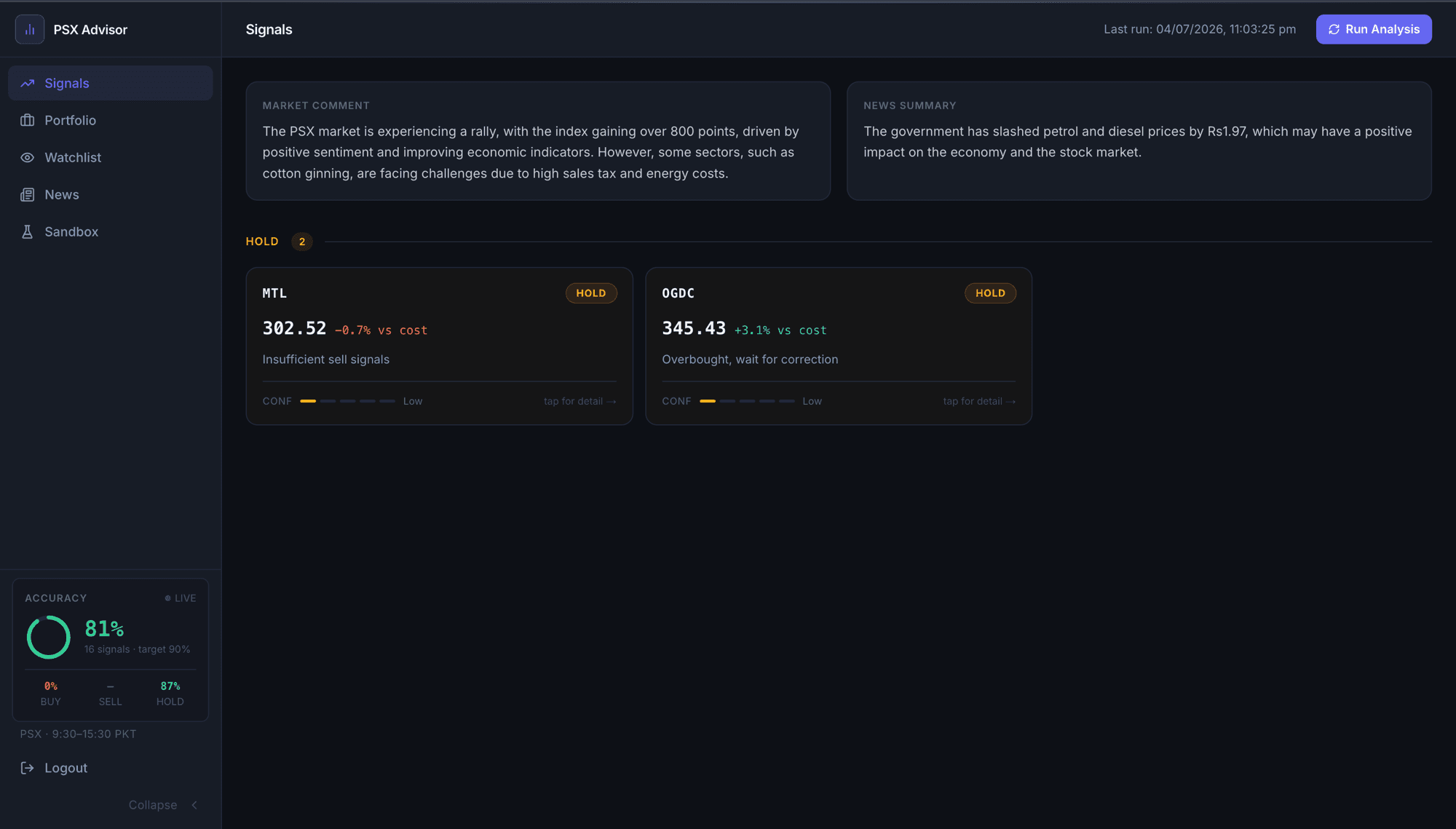PSX Advisor